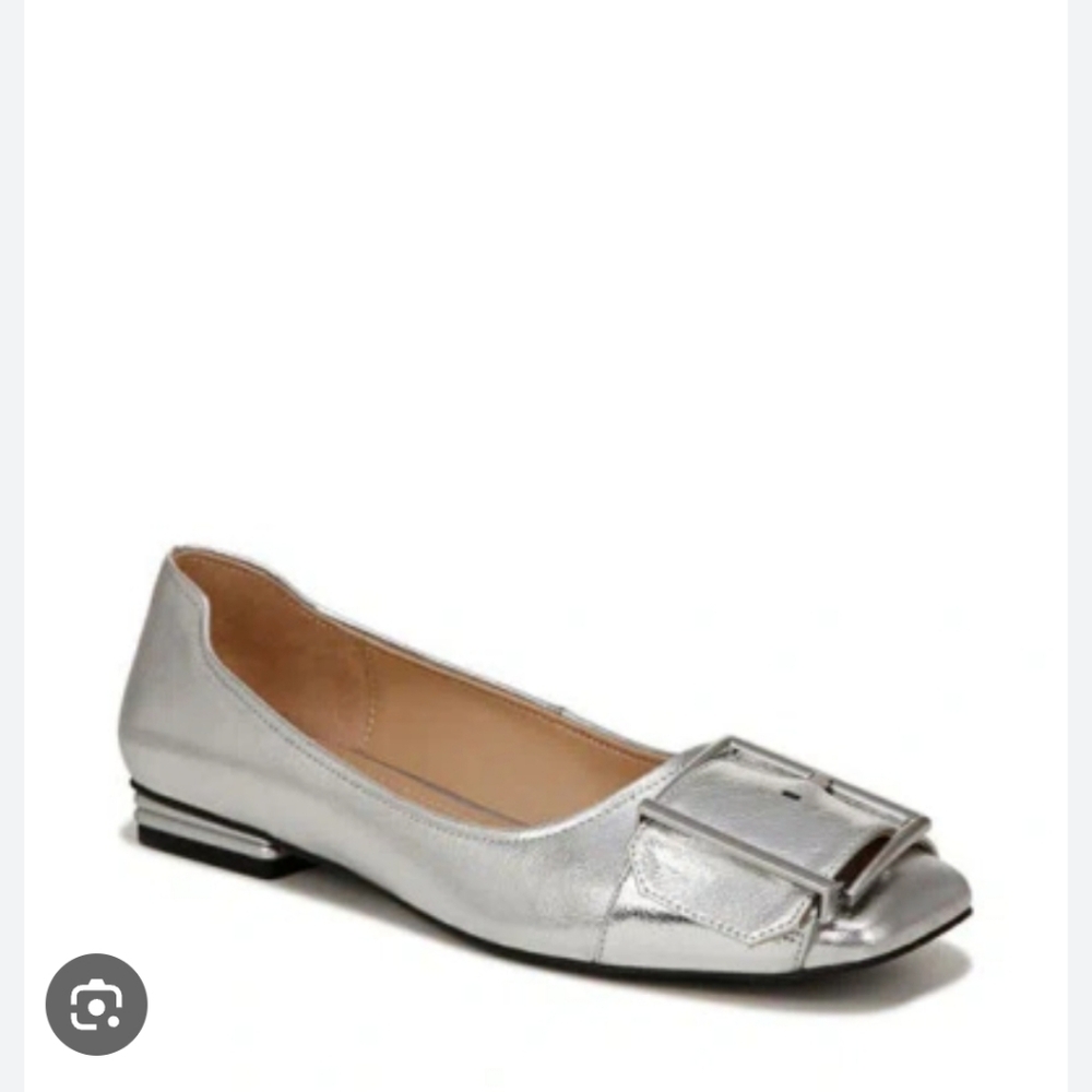 Franco Sarto Silver Flats with Buckle Detail